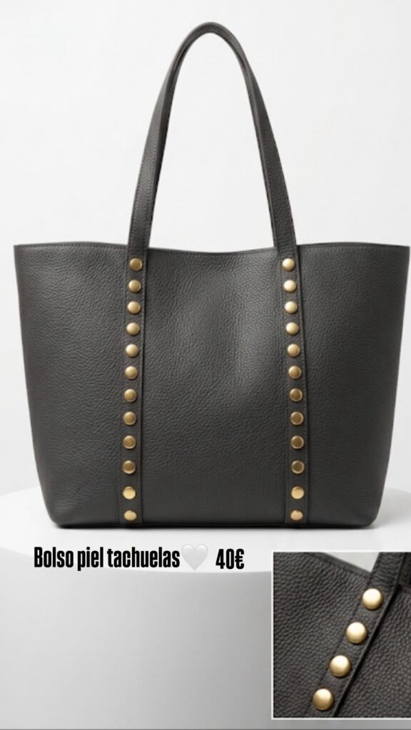 Bolso de piel y tachuelas
