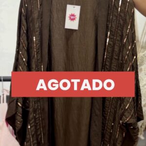 Kimono/capa marrón chocolate con detalle de lentejuela.