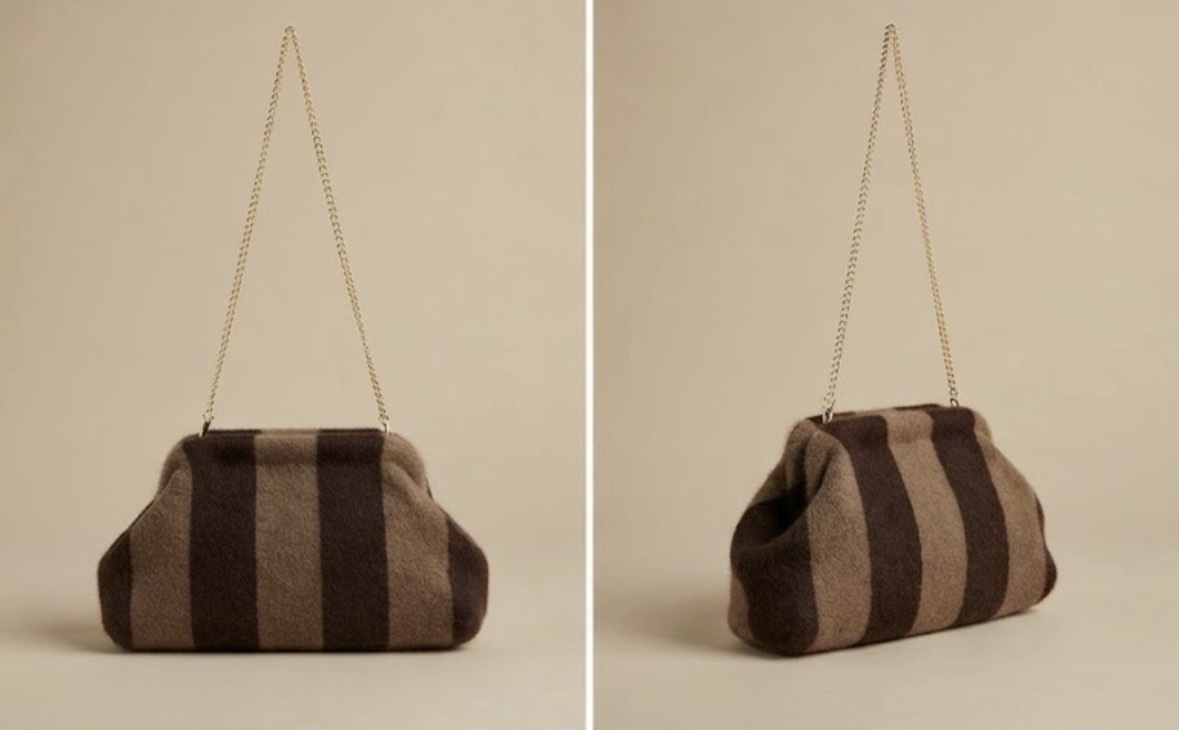 Bolso de rayas con pelito